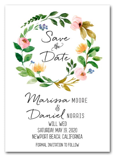 Hanna Floral Wreath Save the Date