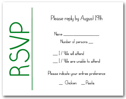 Green on White RSVP Cards #6