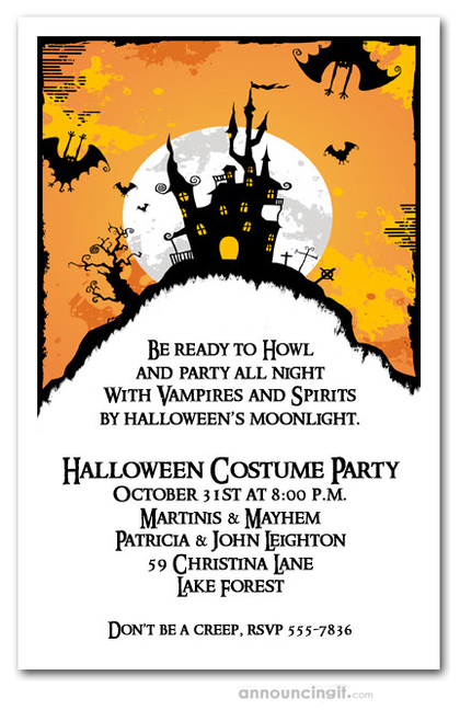 Haunted House on Hill Halloween Invites