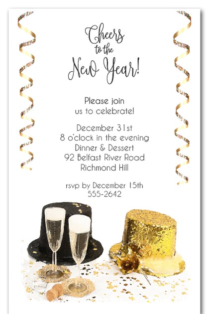 top hats new year s invitations new year s new years day party invitation