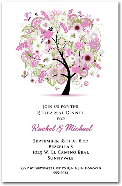 Pink Floral Tree Party Invitations