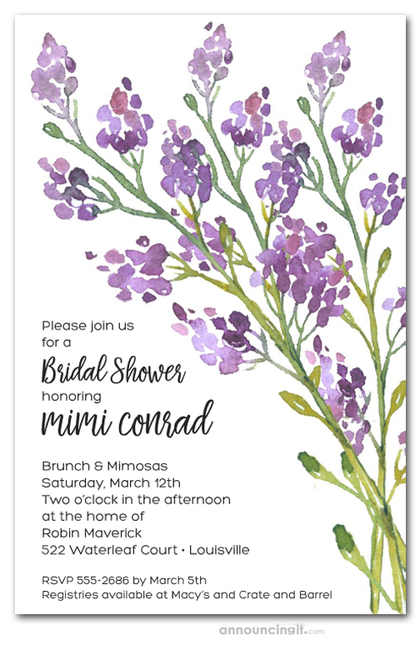 Purple Buds Bridal Shower Invitations