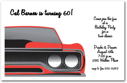 Red Muscle Car Party Invitations