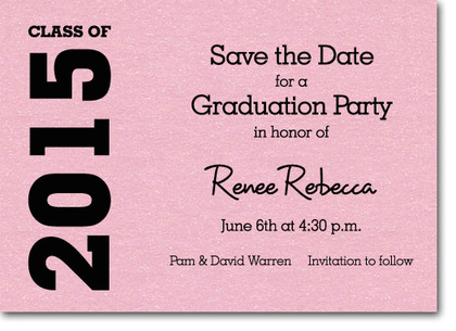 Shimmery Pink Graduation Save the Date Cards