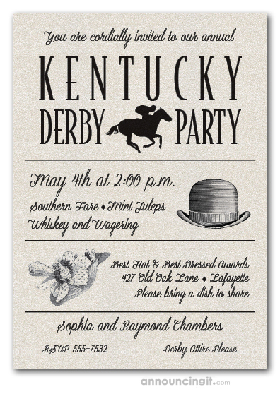 Shimmery White Derby Day Billboard Party Invitations