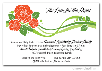 Stylized Roses Derby Party Invitations