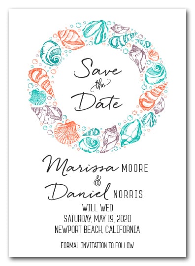 Summer Sea Shells Save the Date