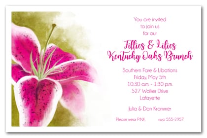 Kentucky Oaks Lily Horse Racing Party Invitations - Come see them all at Announcingit.com