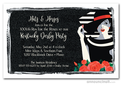 Kentucky Derby Party Invitations Lady on Stripes Kentucky Derby Invitations