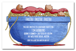 Italian Invitations Blue Bowl of Pasta
