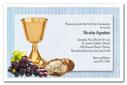 Chalice and Bread on Blue Communion Invites