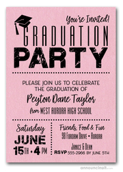 Shimmery Pink Dotted Graduation Invitations