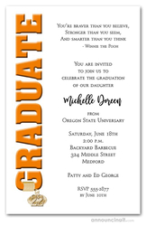 Tassel Charm and Orange Graduation Invites