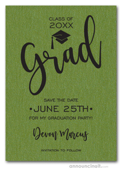 Graduation Save The Date Cards Simple Grad Shimmery Green Save the Date Cards