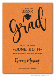 Graduation Save The Date Cards Simple Grad Shimmery Orange Save the Date Cards