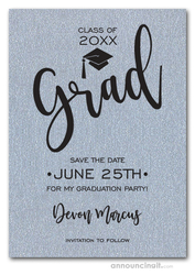 Graduation Save The Date Cards Simple Grad Shimmery Silver Save the Date Cards