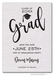 Graduation Save The Date Cards Simple Grad Shimmery White Save the Date Cards