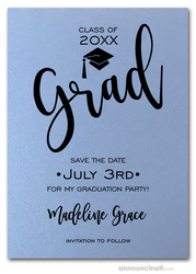 Graduation Save The Date Cards Simple Grad Shimmery Blue Save the Date Cards