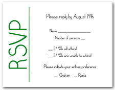 RSVP Cards - Response Cards Green on White RSVP Cards #6