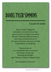 Shimmery Green Classic Graduation Invitations