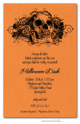 Halloween Invitations Grunge Skull on Orange Halloween Invites