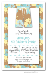 Hibiscus Board Shorts Party Invitations