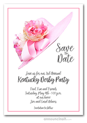 Pink Floral Hat Kentucky Derby Save the Date Cards