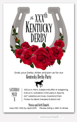 Large Horseshoe & Red Roses Kentucky Derby Invitations