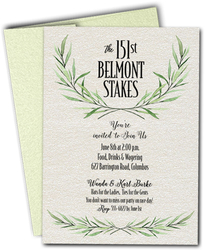 Laurel Greenery Belmont Stakes Invitations on Shimmery White Paper