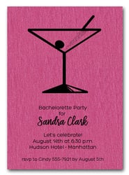 Martini Invitations Martini on Shimmery Hot Pink