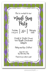 Merrily Mardi Gras Purple and Green Invites