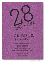 Modern Date Shimmery Purple Graduation Party Invitations