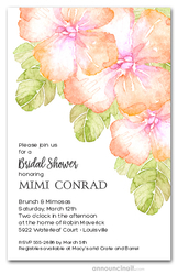 Peach Hibiscus Bridal Shower Invitations