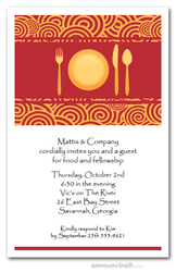 Place Setting on Red and Gold Curls Invitations