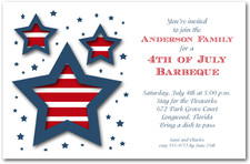 4th of July Invitations Navy Striped Stars