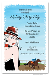Kentucky Derby Party Invitations Red Hat Lady and Race Track Kentucky Derby Invitations