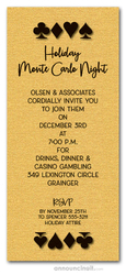 Card Suits on Shimmery Gold Party Invitations