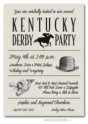 Kentucky Derby Party Invitations Shimmery White Derby Day Billboard Party Invitations