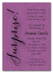 Shimmery Purple Surprise Party Invitations