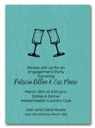 Let's Toast on Shimmery Turquoise Cocktail Party Invitations