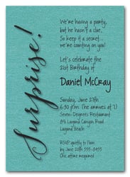 Shimmery Turquoise Surprise Party Invitations
