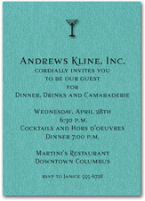 Martini Invitations Turquoise Shimmery Martini Business