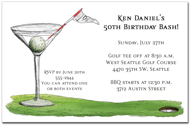 golf invitations, golf outing invitations, golf party theme, Birthday invitations