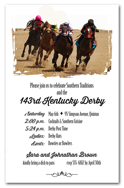 Round the Curve Kentucky Derby Party Invitations, Horse ...