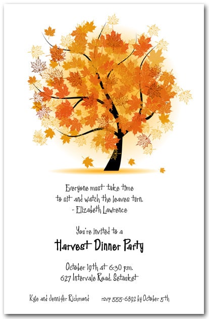 autumn maple tree invitations fall party invitations fall festival invite wording