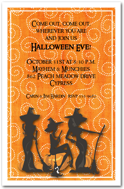 Three Witches Spell Halloween Invitations