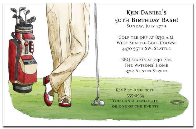 golf invitations, golf outing invitations, golf party theme, Birthday invitations