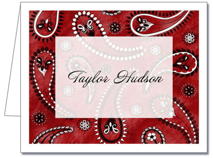 Note Cards: Paisley Dark Red