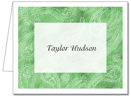 Note Cards: Paisley Light Green