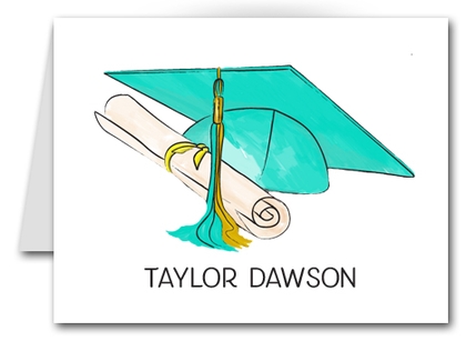 Note Cards: Turquoise-Gold Graduation